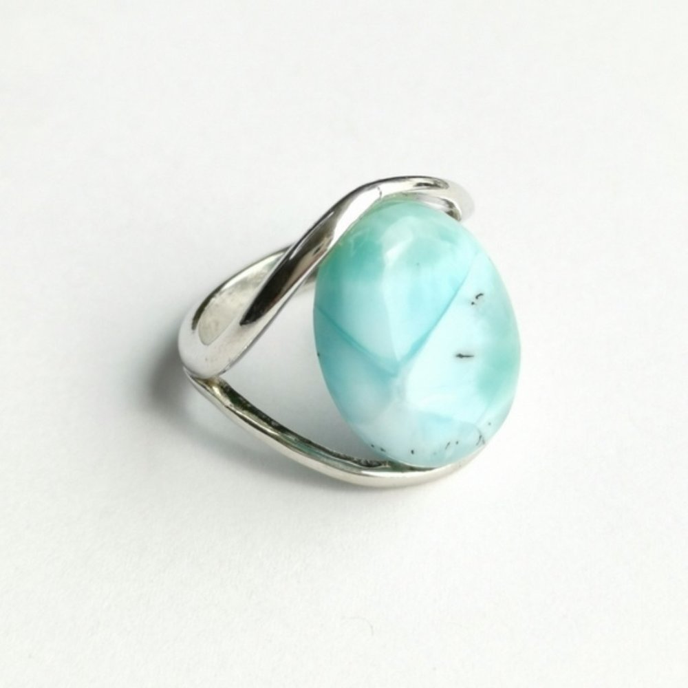 sterling silver cabochon larimar ring size 7.5
